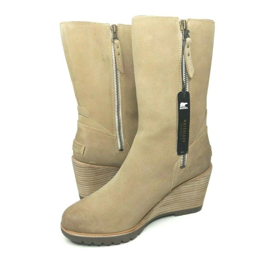 Sorel After Hours Mid Waterproof Suede Wedge Boots